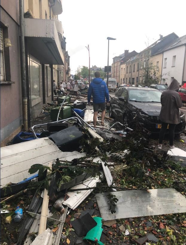 Tornádo způsobilo na jihozápadu Lucemburska značnou spoušť (9. 8. 2019)