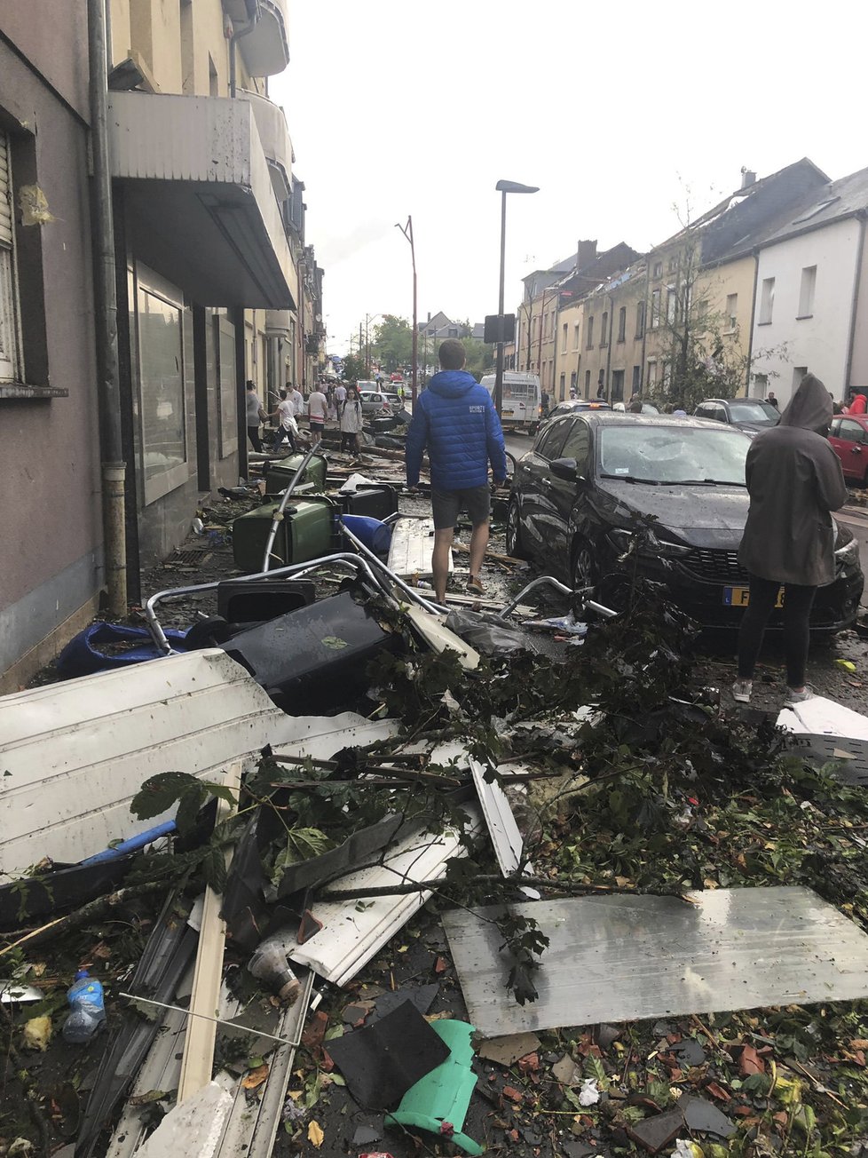 Rozsah škod, které za sebou zanechalo tornádo v Lubembursku (10. 8. 2019)