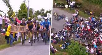 Bezohledná fanynka způsobila hromadný pád na Tour de France: Budeme ji žalovat!