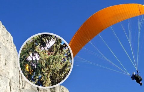 Paraglidista uvízl 17 metrů nad zemí: Hasiči ho zachránili ze smrku