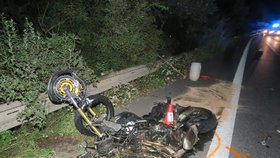 Čelní náraz měl pro motorkáře fatální následky. Muž (30) na místě zemřel, ze stroje zbyla jen hromada trosek.