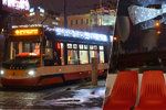 Tramvaj 15T ForCity Facelift dopravní podnik vánočně vyzdobil.