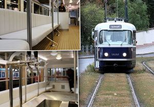 Prahu bude na kolejích brázdit nová kráska: „tramvaj v modrém“ nabídne bar i polstrované sedačky.