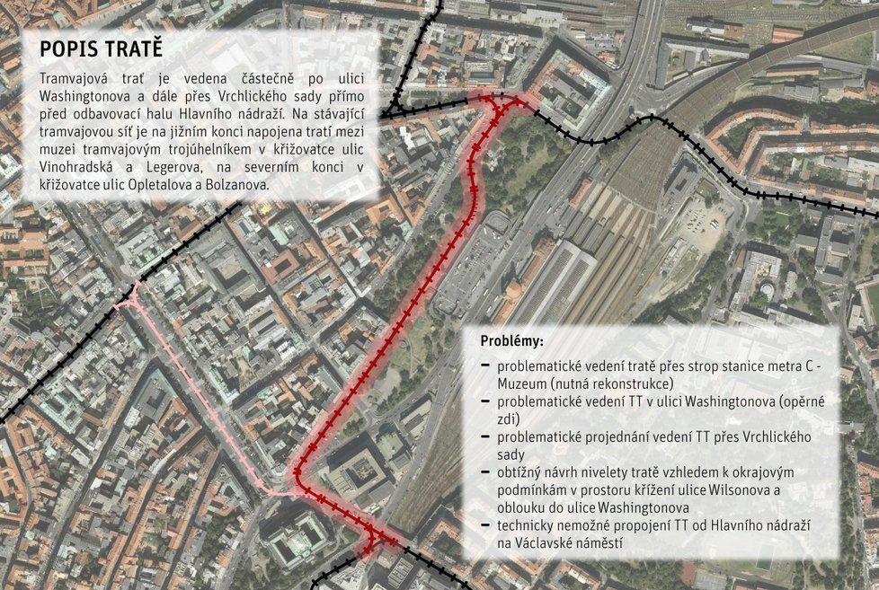 Varianta vedení přes Washingtonovu ulici.