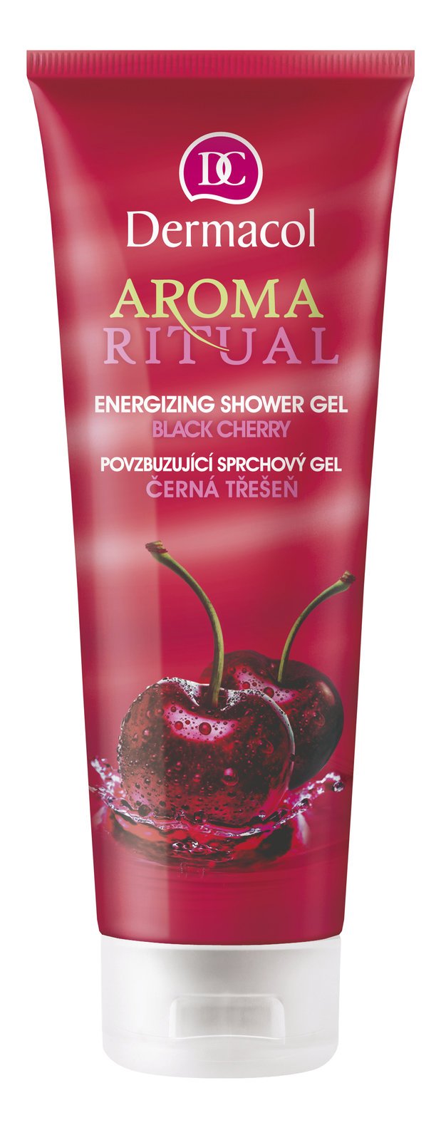 Sprchový gel a tělové mléko s extraktem z květů třešně Aroma Ritual Black Cherry, Dermacol, 59 Kč a 99 Kč.