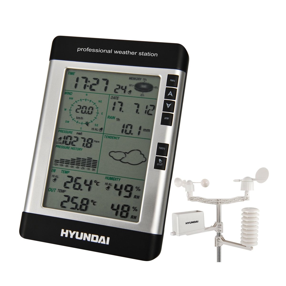 Nadšencům do počasí. Profesionální meteostanice Hyundai WSP 3080 R WIND, www.euronics.cz, 2999 Kč. 