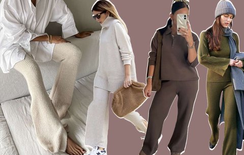 Nový módní hit místo tepláků? Pletené kalhoty nosí influencerky doma i venku