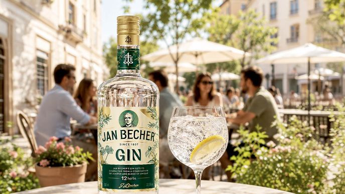 Jan Becher Gin Nápoj dokonale snoubí osvěžující chuť tradičního jalovce s unikátní směsí celkem 12 pečlivě vybraných bylin Jan Becher Gin Nápoj dokonale snoubí osvěžující chuť tradičního jalovce s unikátní směsí celkem 12 pečlivě vybraných bylin
