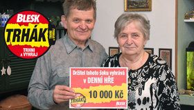Jaroslav a Helena Třeštíkovi vyhráli 10 tisíc.