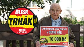 Pan Miloslav vyhrál deset tisíc s Trhákem Blesku. Oslavil tak 60 let od svatby s manželkou Květoslavou.