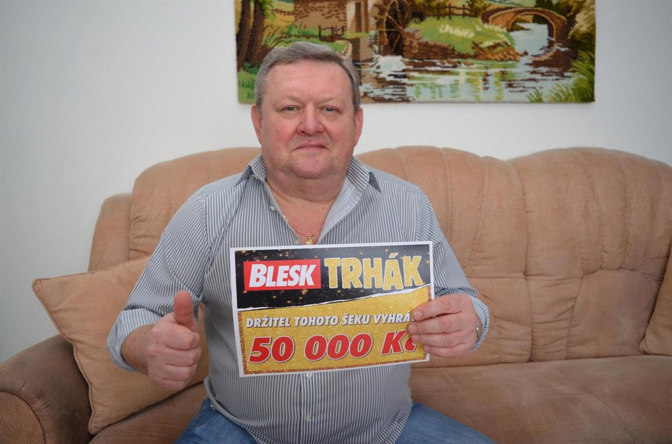 Bývalý hostinský Josef Vaněk (68) z Brna–Líšně s Bleskem vyhrál 50 000 korun.