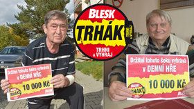 Miroslav Plaček (70) z Dobřan a Josef Džugan (74) z Teplic: Oba vyhráli v denní hře trháku 10 000