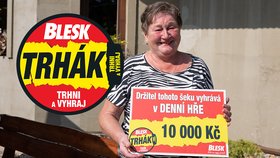 Paní ALENA KURELOVÁ (69) z Byšic vyhrála v Trháku 10 tisíc Kč!