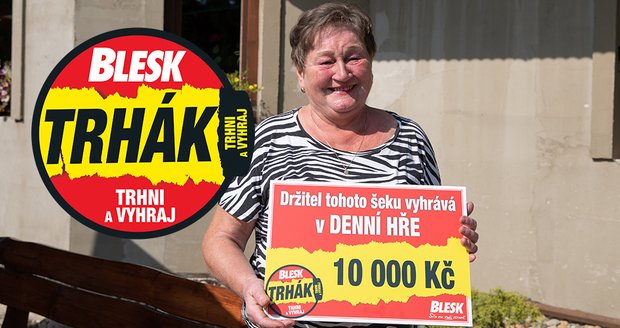 Paní ALENA KURELOVÁ (69) z Byšic vyhrála v Trháku 10 tisíc Kč!