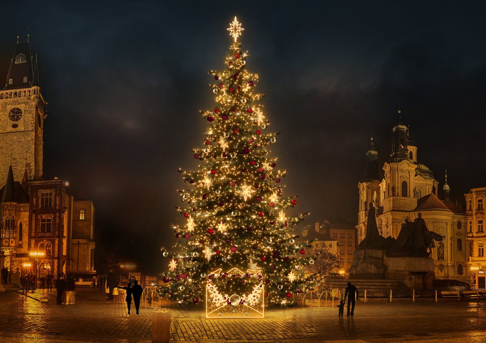Vizualizace vánočních trhů na Staroměstském náměstí 2023
