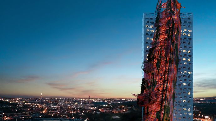 Vizualizace nejvyšší budovy v Česku v Nových Butovicích, kterou chce postavit Trigema