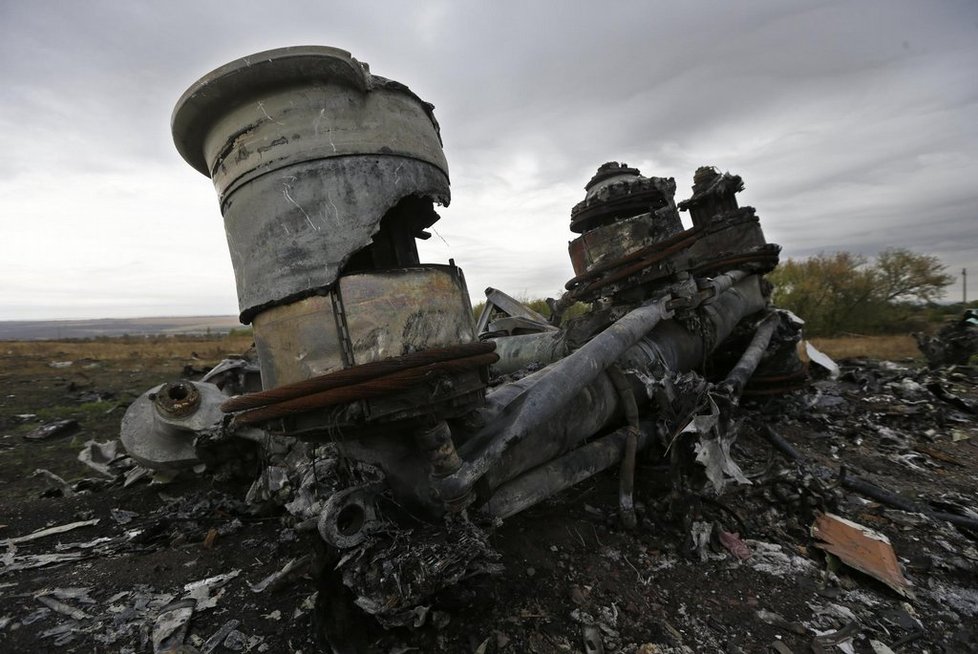 Trosky sestřeleného letounu MH17