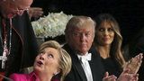 Po špinavé debatě v těsné blízkosti: Trump a Clintonová se špičkovali u večeře