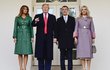 První dáma USA Melania Trumpová, prezident USA Donald Trump, premiér Andrej Babiš a jeho manželka Monika Babišová (zleva) zapózovali fotografům před společným setkáním 7. března 2019 před Bílým domem ve Washingtonu.