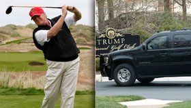 Donald Trump si rád zajde na golf. Vlevo na fotografii z roku 2011, vpravo už aktuální, kdy přijíždí do svého golfového resortu ve Washingtonu.