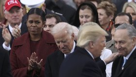 Michelle Obamová si páteční ceremoniál očividně neužívala.