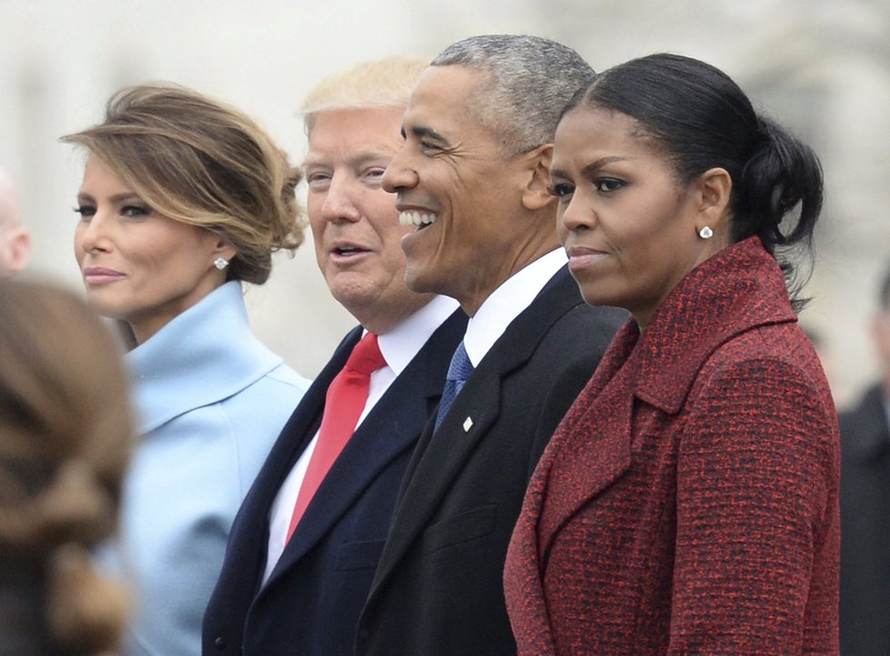 Michelle Obamová si inaugurační ceremoniál očividně neužívala.