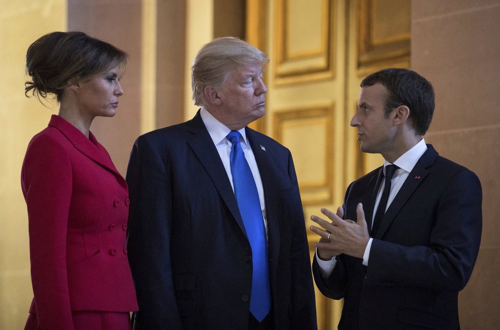 Donald Trump a francouzský prezident Emmanuel Macron při setkání v Paříži