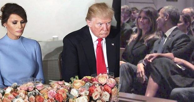 Šťastnější na pohřbu než vedle Trumpa: Melanii rozesmál Obama. Prvně od pornoskandálu