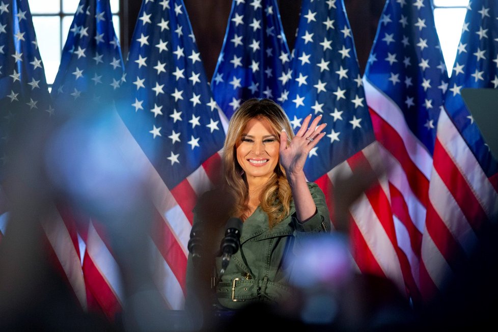 Melania Trumpová v kampani v Pensylvánii podpořila svého manžela Donalda Trumpa (27. 10. 2020).