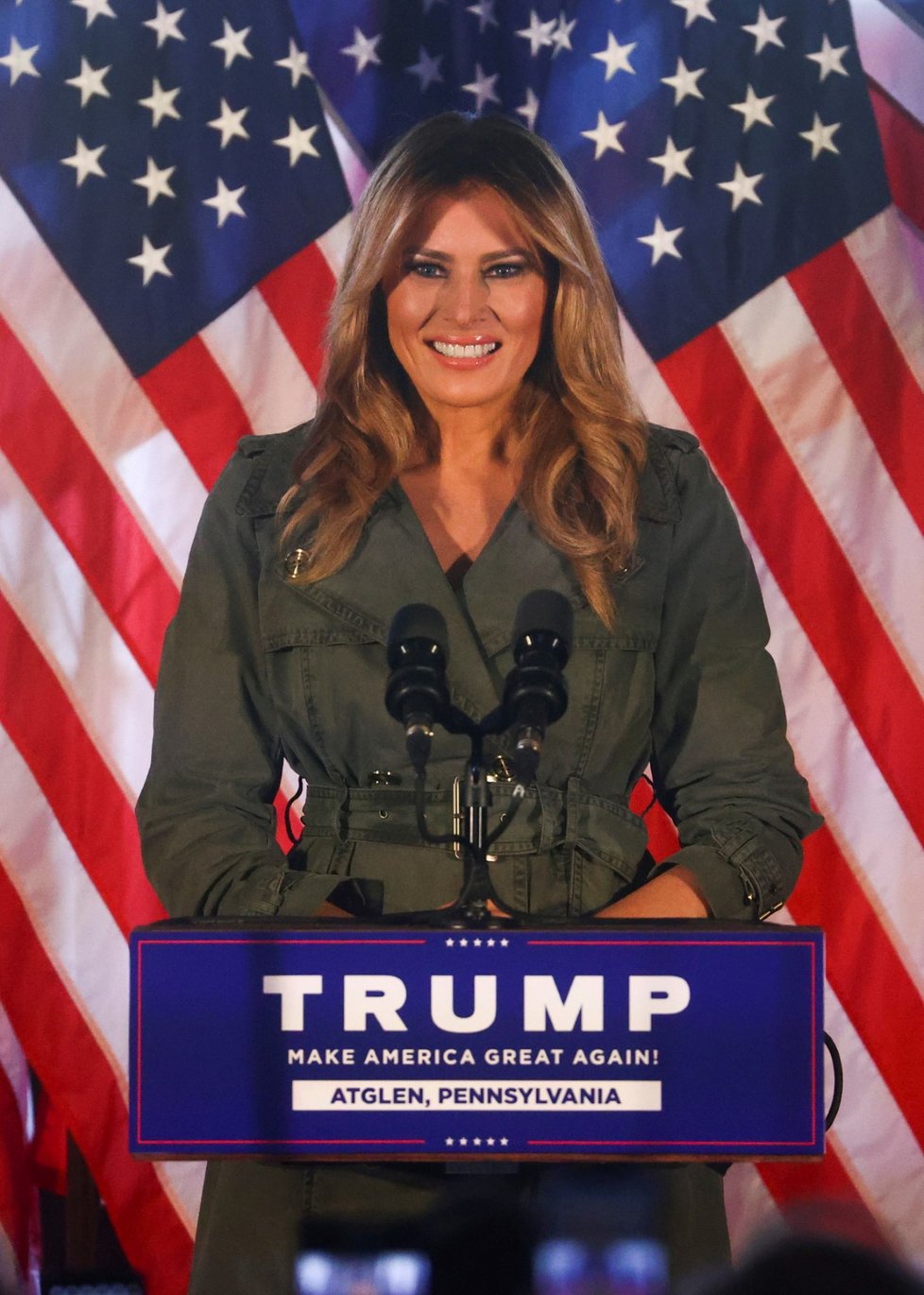 Melania Trumpová v kampani v Pensylvánii podpořila svého manžela Donalda Trumpa (27. 10. 2020).