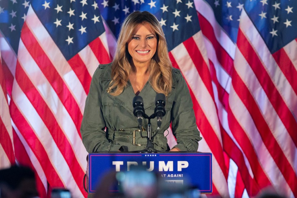 Melania Trumpová v kampani v Pensylvánii podpořila svého manžela Donalda Trumpa (27. 10. 2020)