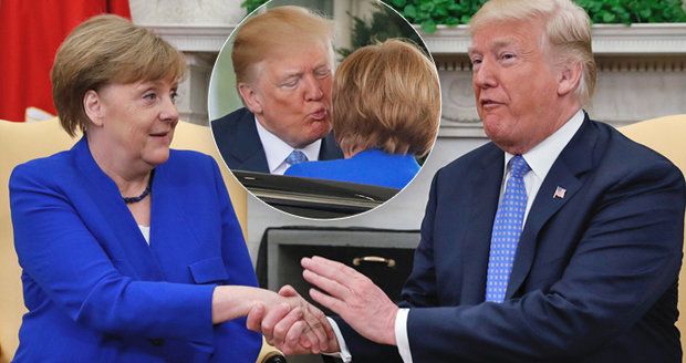 Trump dal „za uši“ Němcům i Čechům. Merkelovou ale políbil v Bílém domě