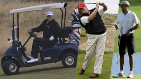 Donald, Barack a Rudolf? Trump hrál golf pětinu roku, za vášeň se vysmíval Obamovi