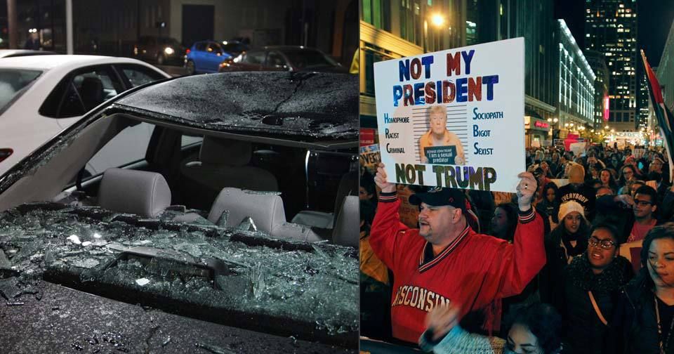 Protesty proti zvolení Trumpa prezidentem.