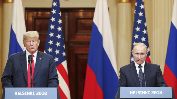 Donald Trump a Vladimir Putin na summitu v Helsinkách