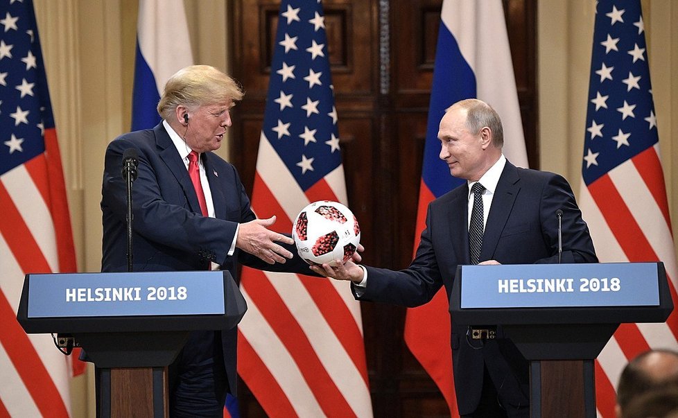 Summit Vladimira Putina s Donaldem Trumpem v Helsinkách, 2018.