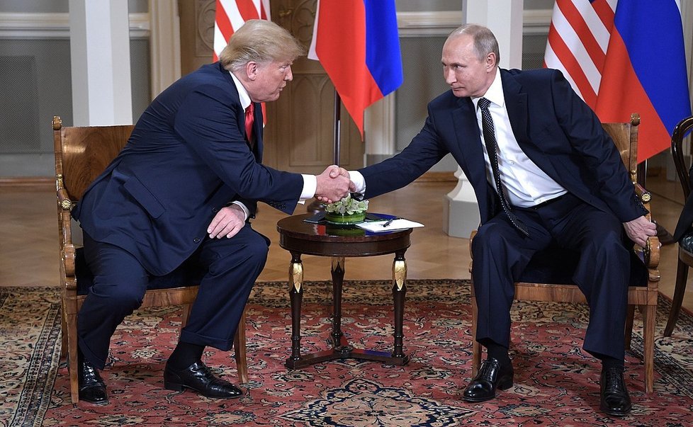 Summit Vladimira Putina s Donaldem Trumpem v Helsinkách, 2018.