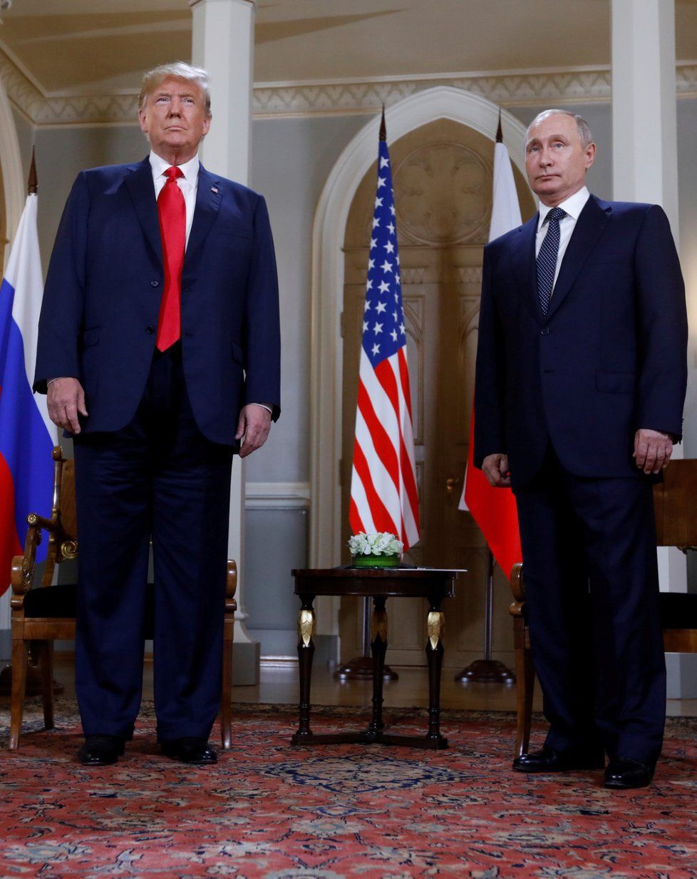 Donald Trump a Vladimir Putin na summitu v Helsinkách (16. 7. 2018)