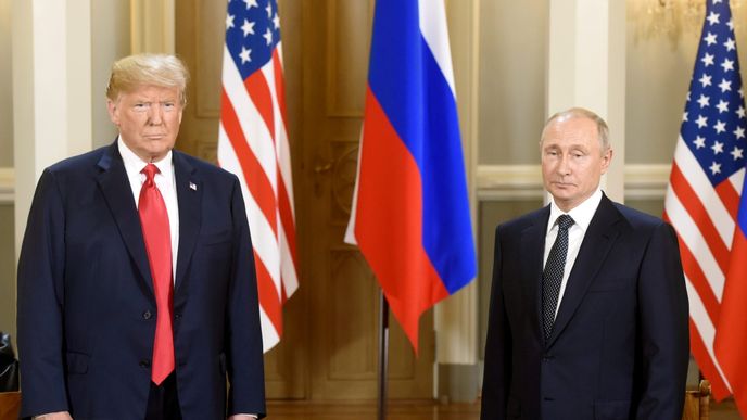 Donald Trump a Vladimir Putin na summitu v Helsinkách (16. 7. 2018)