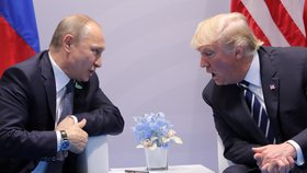 Ruský prezident Vladimir Putin (vlevo) a americký prezident Donald Trump se setkali na okraj summitu G20 (7. 7. 2017)