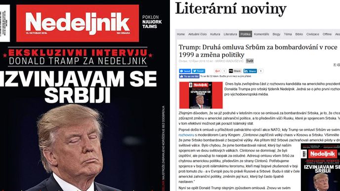 Na falešný rozhovor s Trumpem skočily i české Literární noviny.