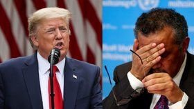 Americký prezident Donald Trump a šéf Světové zdravotnické organizace (WHO) Tedros Adhanom Ghebreyesus