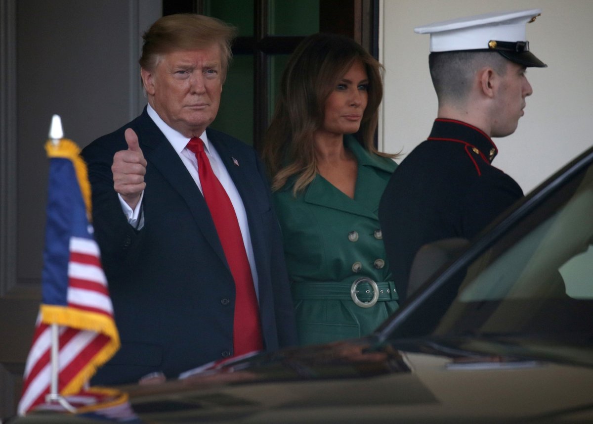 Donald Trump a jeho žena Melania před Bílým domem (7. 3. 2019)