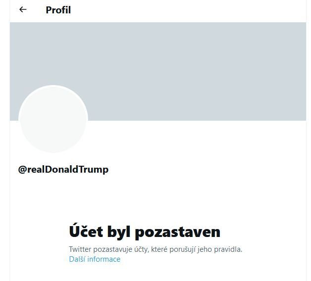 Trumpův zablokovaný profil.