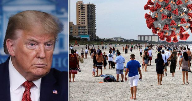 Trump kvůli šíření koronaviru pohrozil Číně. A na Floridě jsou už na plážích davy