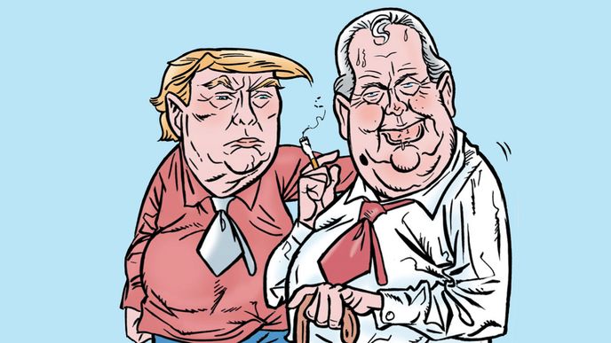 Donald Trump, Miloš Zeman - ilustrační kresba.