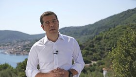 Řecký premiér Tsipras při projevu na řeckém ostrově Ithaka