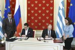 Řecký premiér Tsipras a ruský prezident Putin v Moskvě