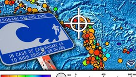 Zemětřesení o síle 8 stupňů Richtera zvedlo metr vysokou vlnu, která zabila 5 lidí a zničila desítky domů