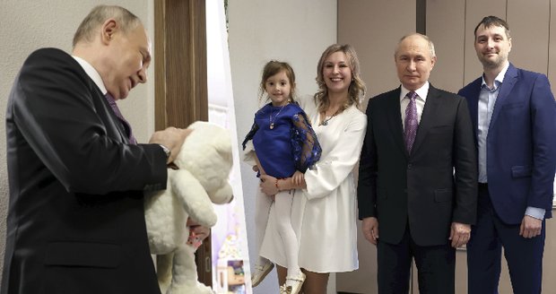 Putin, nebo dvojník? Na „spontánní“ návštěvě u krásné rodiny mu dcerka dala plyšáka pro vítězství
